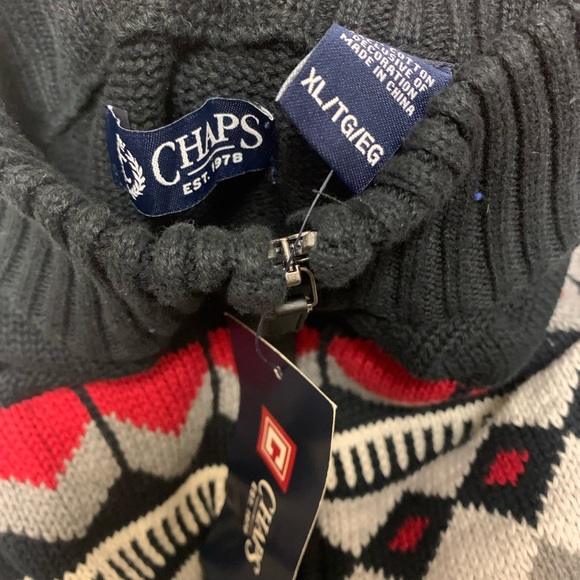 Chaps Ralph Lauren Zip Front Fair Isle Sweater Ski - Picture 6 of 6